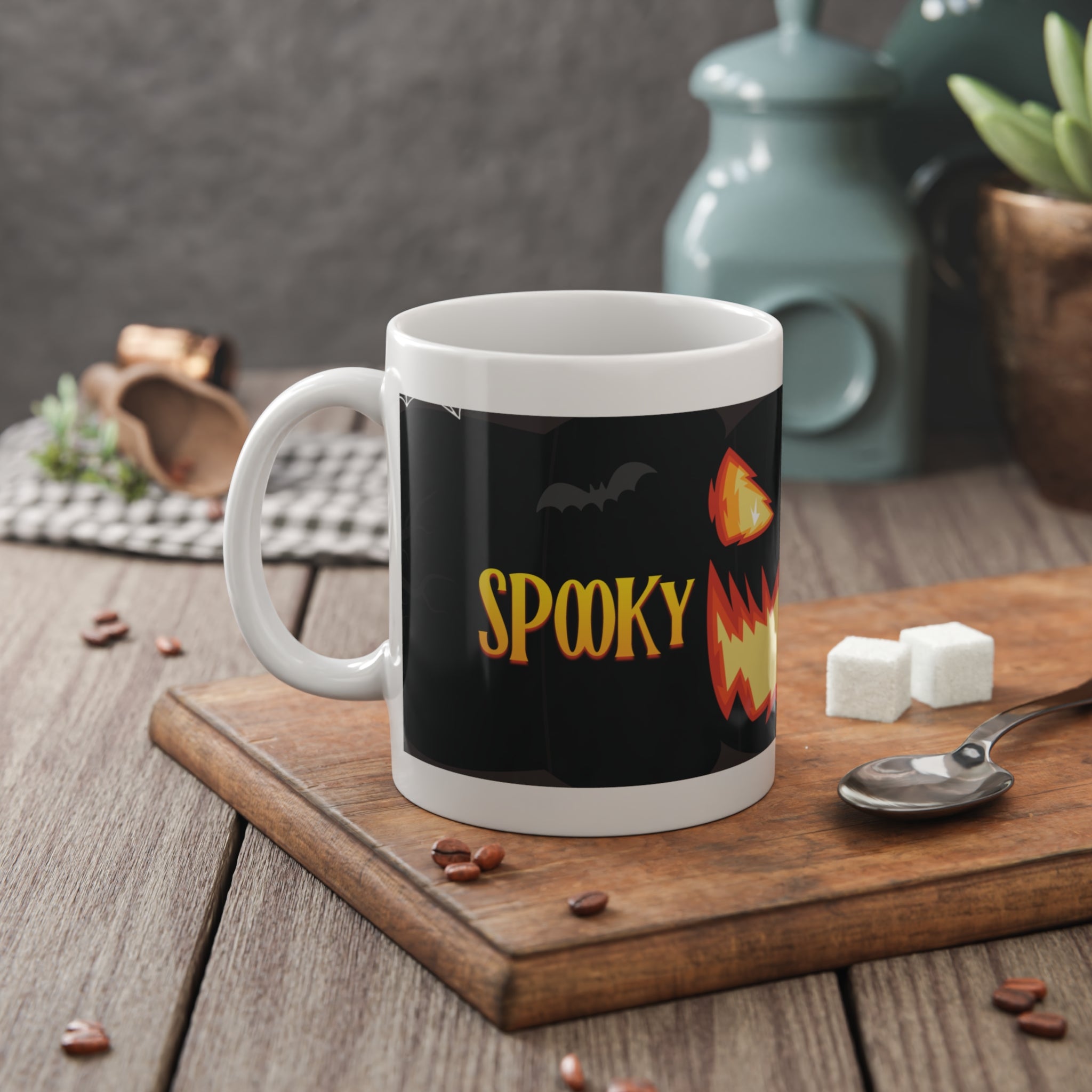 Spooky Night Pumpkin | Scary Halloween Pumpkin | White Ceramic Mug